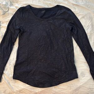 LOFT Women's Dark Blue Sparkle Long Sleeve Top